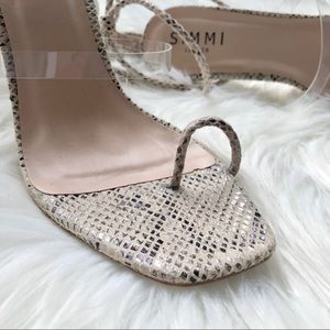 simmi vanessa snake clear detail toe loop heeled sandals